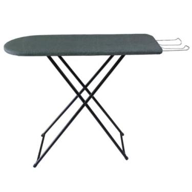 Imagem de Tabua De Passar Roupa Mesa Forro Tecido Térmico Metalizado Resistente C 4 Regulagens Altura Reforçada(Preto)