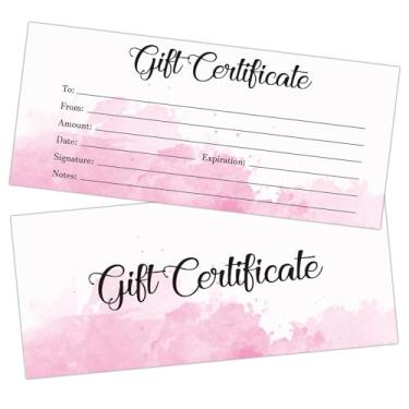 Imagem de Cartões de vale-presente, 25 vales de presente em branco em aquarela rosa para empresas, cupons de cupons para clientes de salão, spa, restaurantes, clientes, 8,9 x 20,32 cm, cartão de presente
