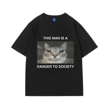 Imagem de Camiseta Engraçada De Gato Meme De Grandes Dimensões, Masculina, Femin
