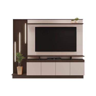 Imagem de Estante Home para TV até 65 Polegadas Absoluto JCM Móveis Café Soft/Off