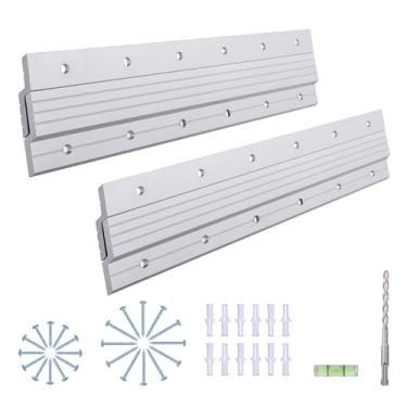 Imagem de Gancho de chuteira francesa, 12 polegadas, clipes resistentes de alumínio Z/barra de montagem de parede, kit de ferragens para pendurar espelhos, imagem, prateleira, cabeceira, armário, quadro branco, arte, molduras (2 pares)