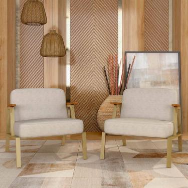 Imagem de Kit 2 Poltronas Coimbra Estilo Industrial Dourado/cinamomo/bege - M.a