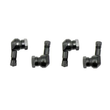 Imagem de 4 peças de hastes de válvula de pneu de motocicleta pretas de 90 graus com diâmetro de instalação de 10-11,3 mm Roda de aro sem câmara de ar compatível com Harley Davidson BMW Honda Kawasaki Suzuk