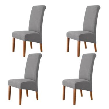 Imagem de Lzyjckh Capas elásticas para cadeiras de jantar, Capa para cadeiras com encosto alto, Protetor de cadeira removível e lavável, para decoração de casa, hotel, banquete, festa,Gray,4PCS