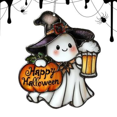 Imagem de Rrlihjgu Vidro Colorido De Fantasma,Decoração de Fantasmas | Pendente 2D Enfeite Para Janela Decorações Para Casa Cozinha Escritório Exibição Interior Exterior Varanda Jardim