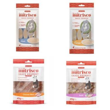 Imagem de Kit 4Un Snack Cremoso Nutrisco Gato Sabores Varied 45G E 56G