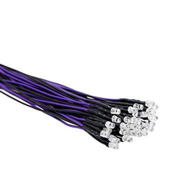 Imagem de EDGELEC 30 peças de luzes LED UV de 12 volts 3 mm com diodos emissores de diodos pré-cabeados 20.1 cm DC 12v ultravioleta LED luz clara pequenas lâmpadas LED