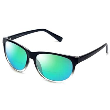 Imagem de Coyote Eyewear Óculos de sol bifocais polarizados + 2,00 preto transparente/verde espelhado masculino feminino moderno óculos de sol bifocais