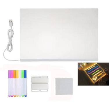 Imagem de Lousa Luminaria LED Caneta Quadro Recado Desenho Escrita Anotaçao Mesa