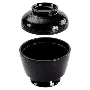 Imagem de Ioensy Tigela de sopa de missô, tigela de arroz, uso em restaurantes, cozinha, redonda, fácil de limpar, estilo japonês, utensílios de mesa para sobremesa de, Preto Sólido