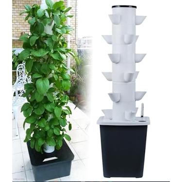 Imagem de 30 Pods Hidroponia Tower Garden Sistema De Cultivo Hidropônico Kit De Cultivo Aeropônico Para Ervas, Frutas E Legumes Com Bomba Hidratante, Adaptador, Vasos De Rede, Temporizador