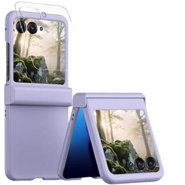 Imagem de Ephoou Capa para Motorola Razr 2025 com proteção de dobradiça, protetor de tela frontal embutido, capa rígida fina à prova de choque para Motorola Razr 60/Razr 2024/Razr 50 DS-roxo