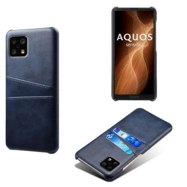 Imagem de Capa compatível com Sharp Aquos Sense 6, capa de couro PU - Capa de telefone fina à prova de choque com 2 compartimentos para cartão, proteção anti-impressão digital e antiqueda, plástico de couro
