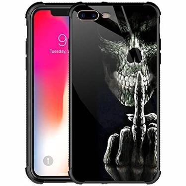 Imagem de Goodsprout Capa compatível com iPhone 8 para iPhone SE 2020, imagem de caveira de dedo médio para meninas, design de padrão de imagem, à prova de choque, antiarranhões, capa traseira rígida de