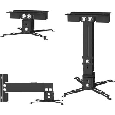 Imagem de SCREENMAX Suporte de teto para projetor, altura ajustável e braços extensíveis, suporte de teto universal 3 em 1, suporte de projetor de liberação rápida para Epson, Optoma, Benq (preto)