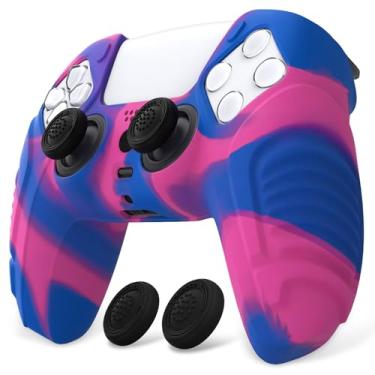 Imagem de PlayVital Capa protetora para controle Raging Warrior Edition para ps5, protetor de borracha antiderrapante para controle ps5, capa de silicone macio para controle ps5 com alças de polegar - rosa