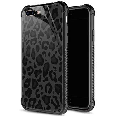 Imagem de Capa para iPhone 8 Plus, capa preta e cinza camuflada para iPhone 7 Plus para mulheres e meninas, capa de vidro orgânico à prova de choque antiarranhões para Apple iPhone 7/8 Plus 5,5 polegadas