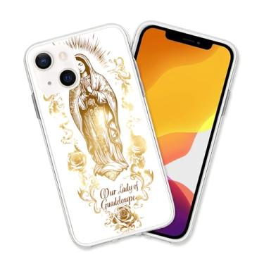 Imagem de HANLINZHIYA Capa compatível com iPhone 13, design de oração de Madonna, proteção contra quedas, fina, à prova de choque, capa transparente de TPU para presente para homens e mulheres