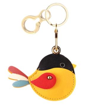 Imagem de Estojo de couro compatível com AirTag, capa protetora fofa com chaveiro, rastreador GPS antiarranhões, Pássaro a, 31.9 x 21.2 x 5.8 mm