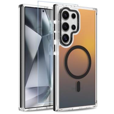 Imagem de MOWIME Capa magnética para Samsung Galaxy S24 Ultra [compatível com Magsafe] [lindo design fluorescente moderno] [1 protetor de tela] capa fosca translúcida fina para Galaxy S24 Ultra 6,8 polegadas