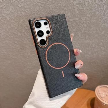 Imagem de YOGISU Capa de couro TPU com carregamento sem fio e capa magnética de silicone para Samsung S25Plus (para Samsung S25Plus/BK)