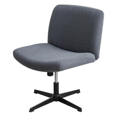 Imagem de EVOLLER Capa de cadeira cruzada para cadeira sem braços, capa para cadeira de escritório, mesa de escritório, jacquard em forma de T, com encosto médio, para cadeiras de computador e cadeiras de