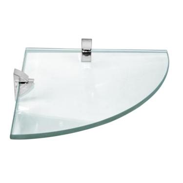 Imagem de PRAT.K Prateleira de Vidro Temperado Raio 20x20 cm – Com Suporte Cromado, Design Moderno