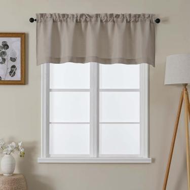 Imagem de Lecloud Cortinas de pedra para janelas de 45,7 cm de comprimento, 1 peça, cortina com filtro de luz para janelas pequenas, cortina de bolso de haste texturizada de linho sintético para quarto e