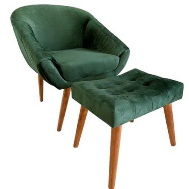 Imagem de Kit Poltrona Giovana Puff Capitonê Luxo e Almofadas em Sued Premium - 