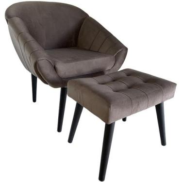 Imagem de Kit Poltrona Giovana Puff Capitonê Luxo e Almofadas em Sued Premium - 