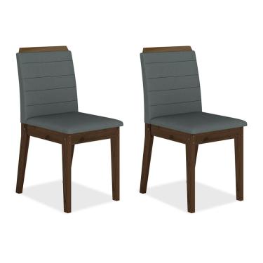 Imagem de Kit 2 Cadeiras Estofadas Cairo Imbuia/cinza - Móveis Arapongas