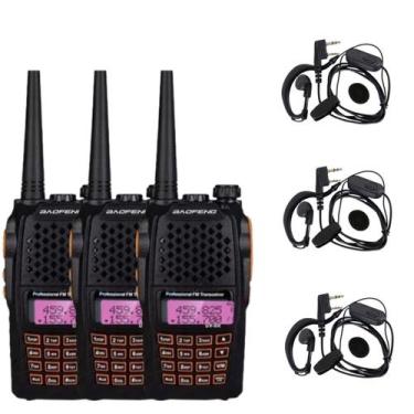 Imagem de Kit 3 Rádio Comunicador Baofeng UV6R 7w Walk Talk UHF VHF Original, Pr