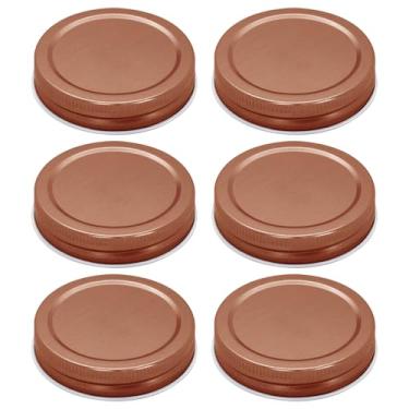 Imagem de 6 tampas de pote de vidro ouro rosa, tampas de placa de boca regular de 70 mm/2,76" à prova de vazamento para potes de conserva material de folha de flandres premium excelente vedação (6)