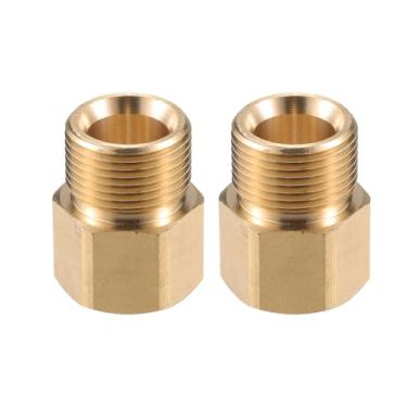 Imagem de VekAuto Conector de lavadora de pressão, adaptador fêmea e macho G1/5.1 cm a M22x1.5 conector de mangueira de parafuso de latão universal para lavadora de pressão latão tom cobre acessórios
