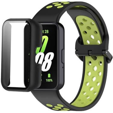 Imagem de Pulseiras de silicone compatíveis com Samsung Galaxy Fit 3 SM-R390, com capa de PC, impermeável, para relógio esportivo, tiras macias e respiráveis para homens e mulheres