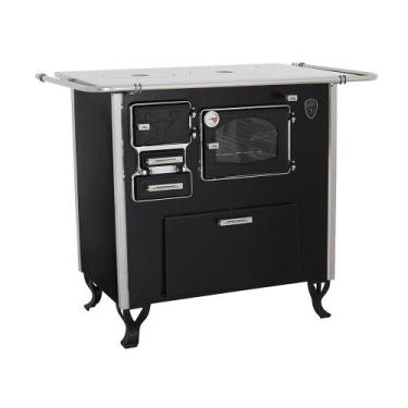 Imagem de Fogão A Lenha Com Forninho Direito Preto Fornos Pinhal Alumínio N2