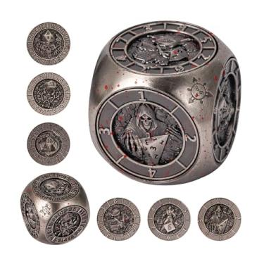 Imagem de IUSTIDIE 7-in-1 Spinner Dice Set – Unique Metal D&D Dice Set with Goblin and Monster Designs for Dungeons & Dragons, TTRPG Gifts