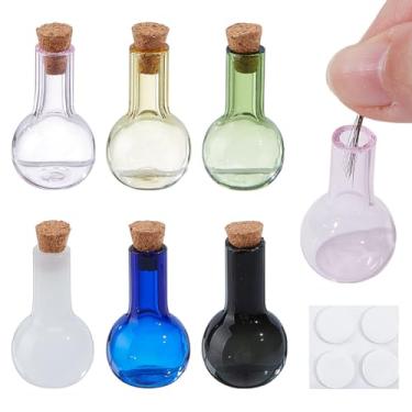 Imagem de DELORIGIN 6 peças de miniatura, suporte de bigode para gatos com rolha de cortiça, mini vaso de flores para micro paisagens, brotos, suculentas, vaso de vidro minúsculo para decoração de casa