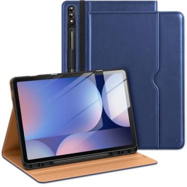 Imagem de DTTO Capa para Samsung Galaxy Tab S10 Plus 2024 / S9 Plus / S9 FE Plus 5G 12,4 polegadas 2023, capa fólio de couro premium com suporte para caneta S e alça de mão para Galaxy Tab S10+/S9+/S9 FE+, azul