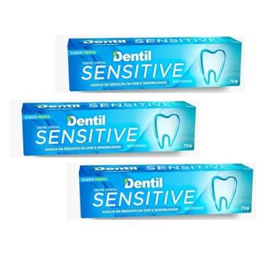 Imagem de Kit c/ 3 Creme Dental Dentil Sensitive S/fluor menta 70g