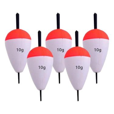 Imagem de menolana 5 peças de bóias de pesca Bobbers EVA oval vermelho branco cor brilhante alta flutuabilidade espuma bóias conjunto para pompano pesca de longo, 10g