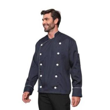 Imagem de Dolma Chef Oxford Manga Longa Masculina Torino Azul Marinho - Gardenia