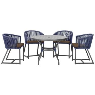 Imagem de Mesa Com 4 Cadeiras E Noronha Estofado 9 Trama autêntico Azul