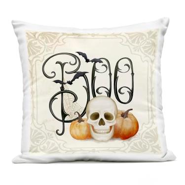 Imagem de Stupell Industries Something Wicked Boo Almofada estampada ao ar livre, 45 x 18 x 46, bege