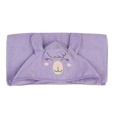 Imagem de Toalha de Banho Infantil com Capuz Algodão Bordada Teka, LILAS