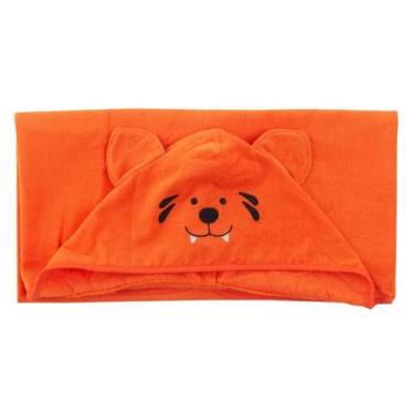 Imagem de Toalha de Banho Infantil com Capuz Algodão Bordada Teka, Laranja