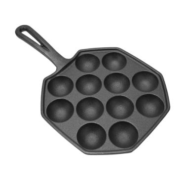 Imagem de Takoyaki Pan Ferro fundido non stick 12 grade polvo almôndegas fritas frigideiras pan de serviço pesado para café da manhã de cozinha em casa cozinheira cozinheira