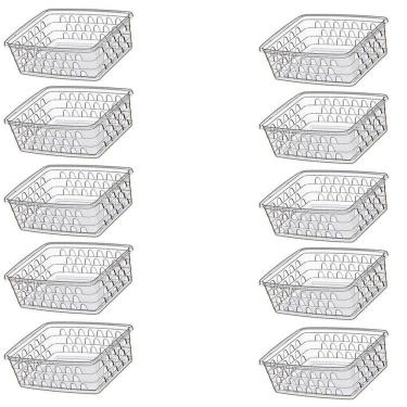 Imagem de Kit 10 Caixas Cesto Organizador Decorativo Multiuso Transp 1118 Uninjet