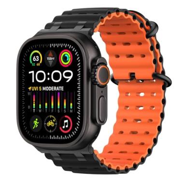Imagem de MoKo Pulseira Ocean Band compatível com Apple Watch Ultra 3/2/1 de 49 mm, pulseira esportiva de silicone atualizada de 46 mm, 45 mm e 44 mm, séries 11/10/9/8/7/6/5 SE3/2/1, pulseira respirável com