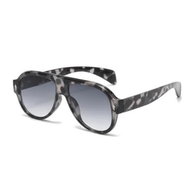 Imagem de Óculos de sol retrô redondos, estilo flat top, masculino, fashion, clássico, com rebites, degradê, feminino, vintage, moderno, armação grande (C6)